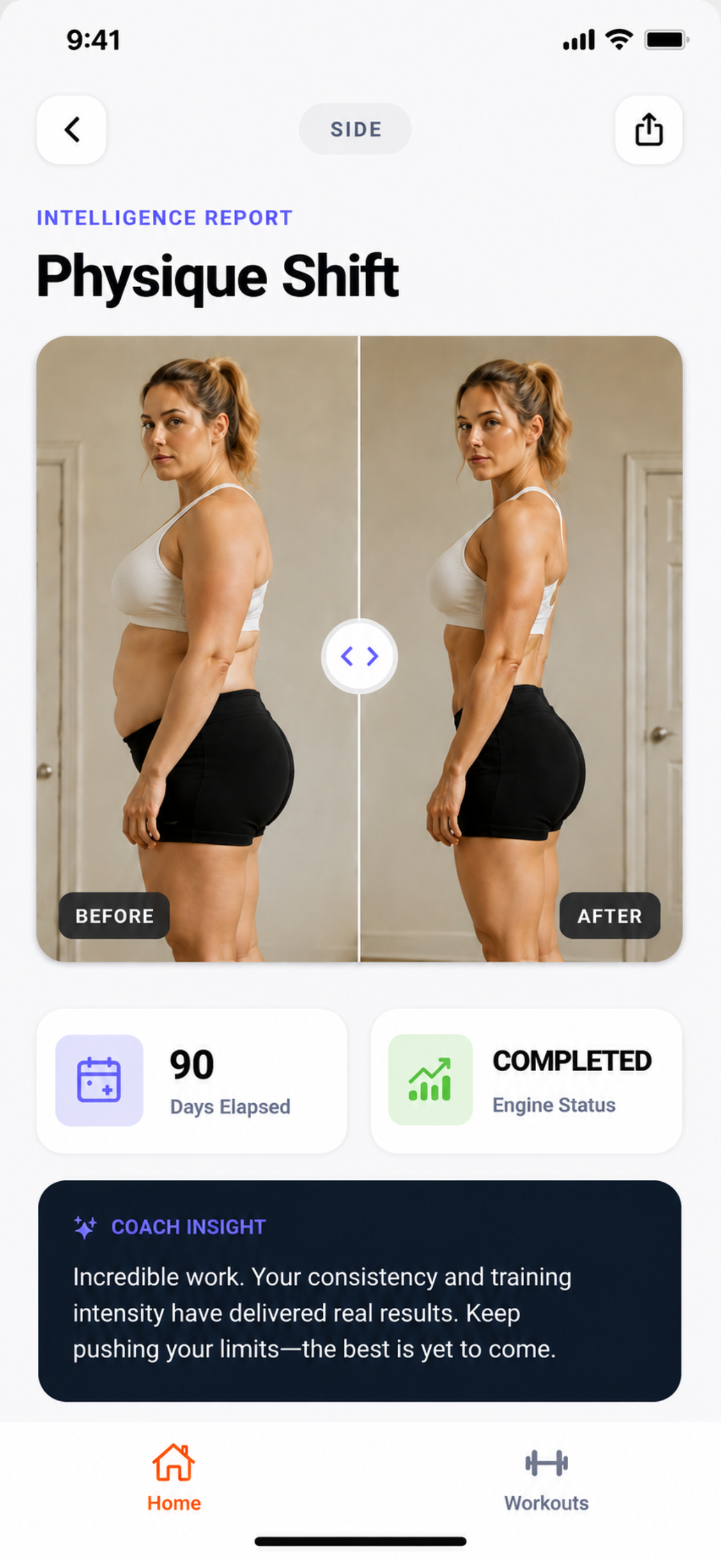Female physique transformation 90 days
