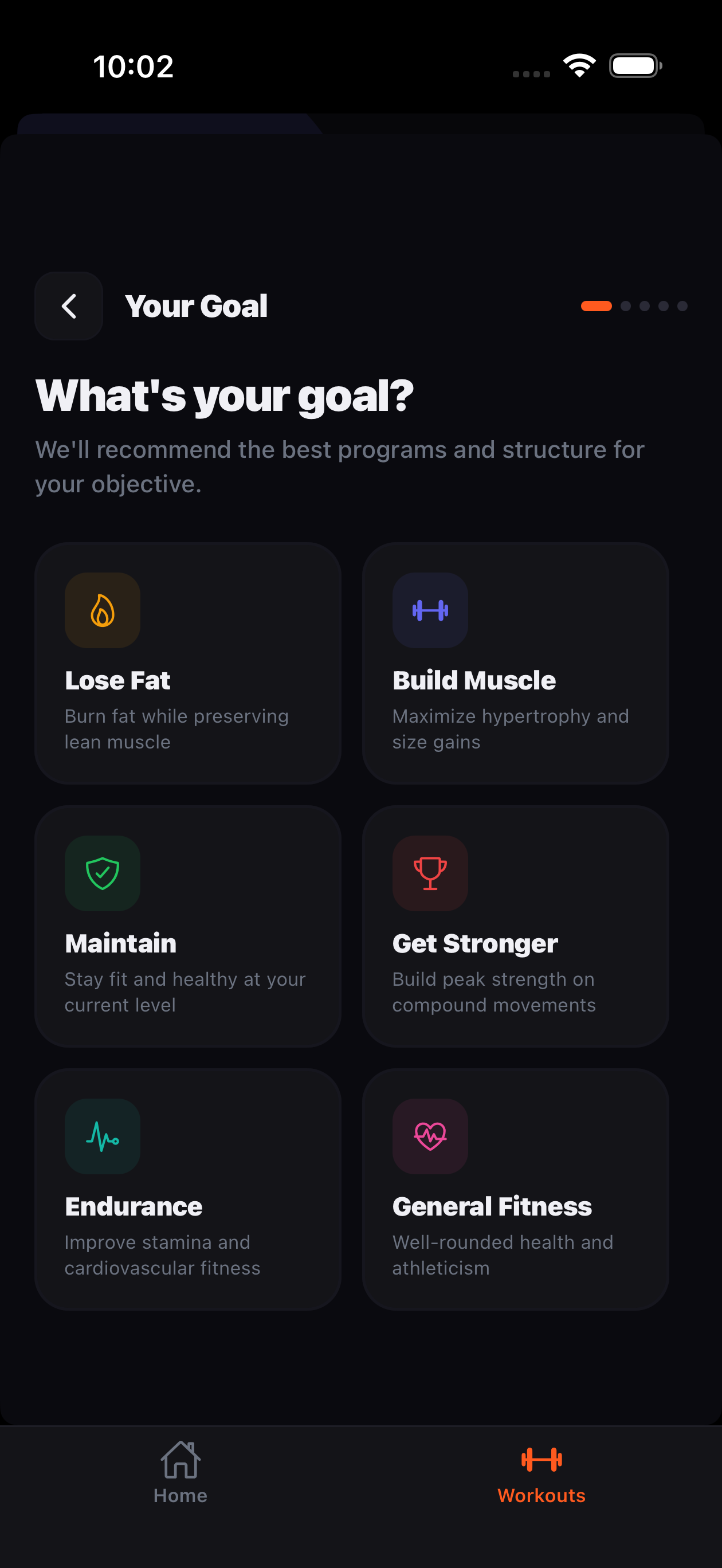 Choose your training goal