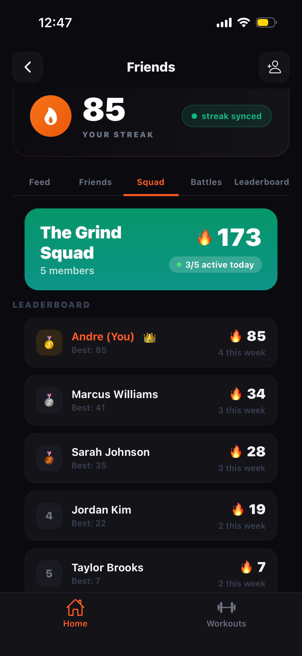 Squad leaderboard